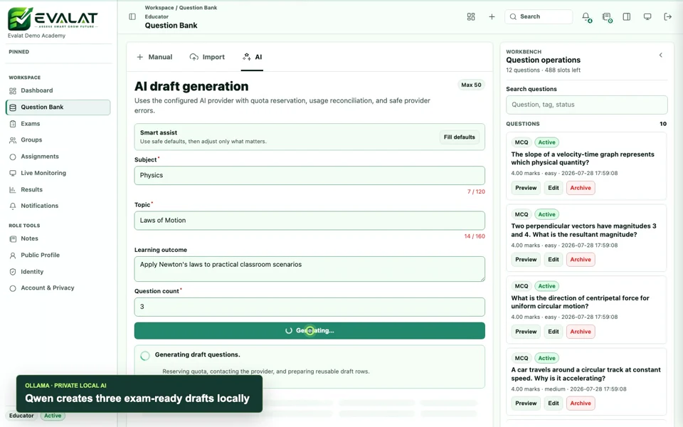 AI Question Generation screenshot